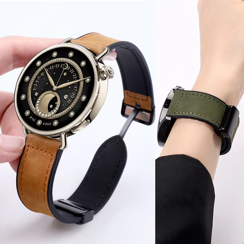 Rubber Strap Diver - 20 22mm 18mm Leather+Silicone Strap For
