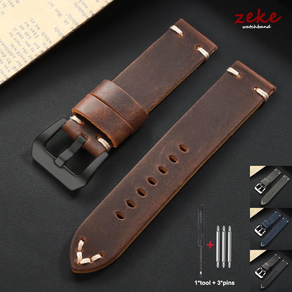 Handmade Stitching Cowhide Wat - Rubber Strap Diver recensie en prijs