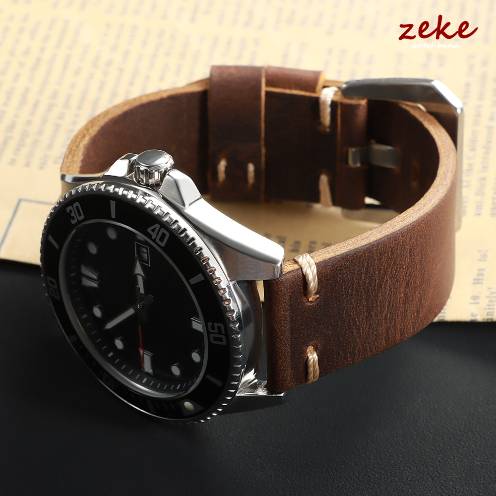 Handmade Stitching Cowhide Wat - Rubber Strap Diver recensie en prijs