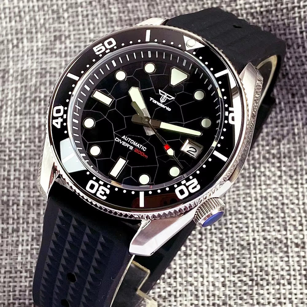 Tandorio 42.5mm Japan NH35A Au - Rubber Strap Diver recensie en prijs