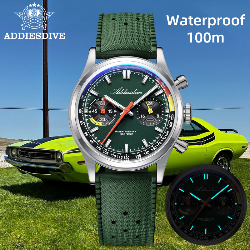ADDIESDIVE Chronograph VK64 Wa - Rubber Strap Diver recensie en prijs