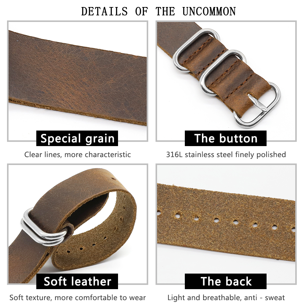 Genuine Leather Watch Band 18m - Nato Strap Nylon recensie en prijs
