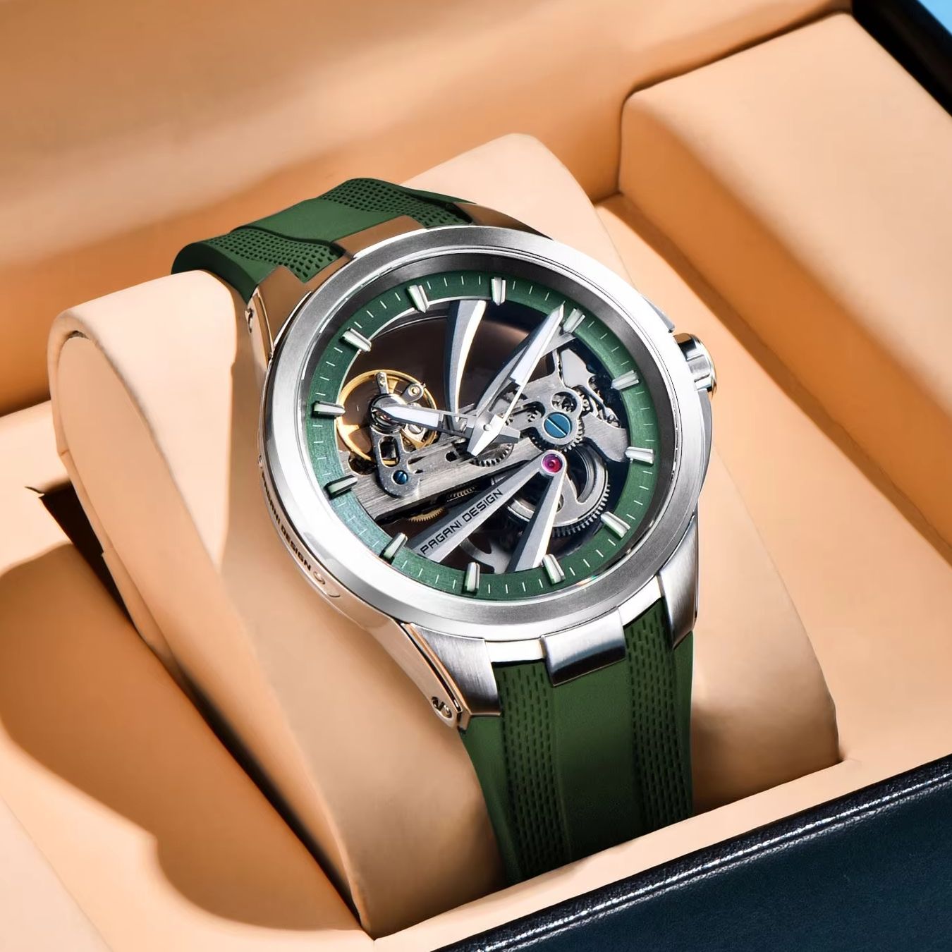 Green Skeleton PAGANI DESIGN P - Rubber Strap Diver recensie en prijs