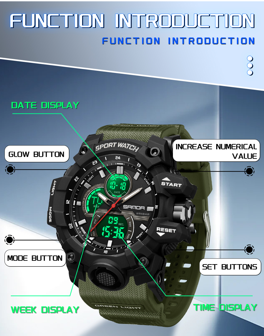 SANDA 6198 Men's Electronic Wa - Rubber Strap Diver recensie en prijs